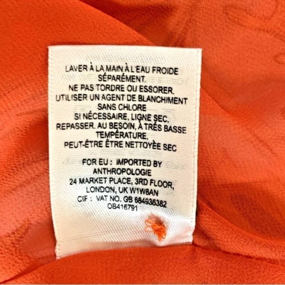 Anthropologie Maeve Larkhill Orange Silk Floral Sleeveless Midi Dress - Picture 13 of 13